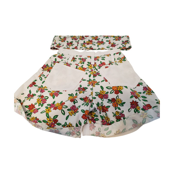 Floral 2 Piece Set Floral Sleeveless Button Top & High Waist Shorts sz 14 Girls - Picture 6 of 16